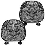 Black And White Odin With Wolfs Print Car Headrest Covers