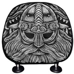 Black And White Odin With Wolfs Print Car Headrest Covers