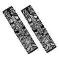 Black And White Odin With Wolfs Print Car Seat Belt Covers
