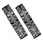 Black And White Odin With Wolfs Print Car Seat Belt Covers
