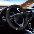 Black And White Odin With Wolfs Print Car Steering Wheel Cover