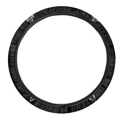 Black And White Odin With Wolfs Print Car Steering Wheel Cover
