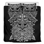 Black And White Odin With Wolfs Print Duvet Cover Bedding Set