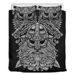 Black And White Odin With Wolfs Print Duvet Cover Bedding Set