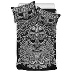 Black And White Odin With Wolfs Print Duvet Cover Bedding Set