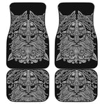 Black And White Odin With Wolfs Print Front and Back Car Floor Mats