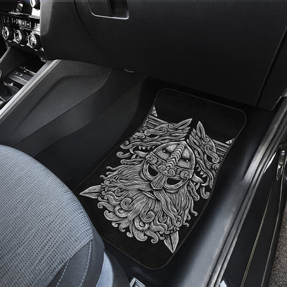 Black And White Odin With Wolfs Print Front Car Floor Mats