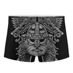 Black And White Odin With Wolfs Print Men's Boxer Briefs
