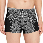 Black And White Odin With Wolfs Print Men's Boxer Briefs