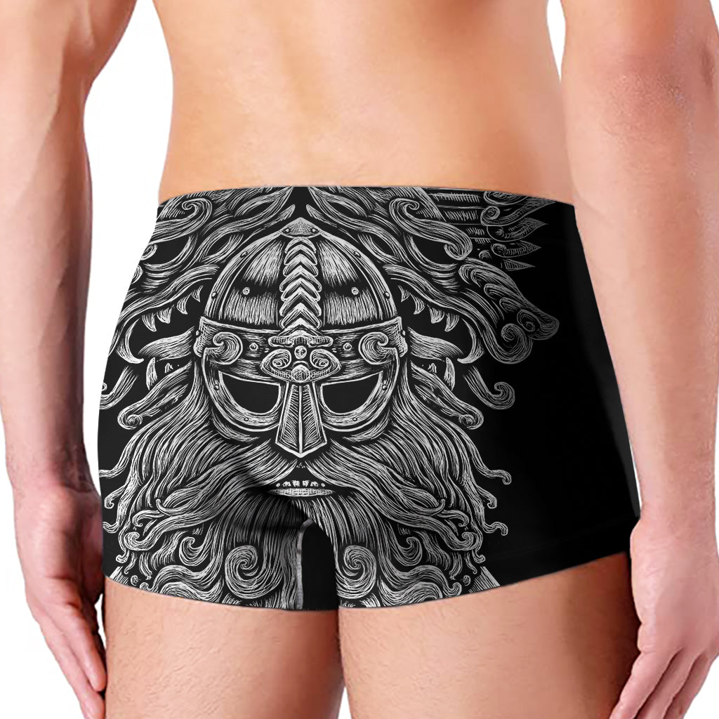 Black And White Odin With Wolfs Print Men's Boxer Briefs
