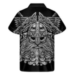 Black And White Odin With Wolfs Print Men's Short Sleeve Shirt