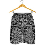 Black And White Odin With Wolfs Print Men's Shorts