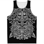 Black And White Odin With Wolfs Print Men's Tank Top