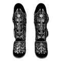 Black And White Odin With Wolfs Print Muay Thai Shin Guards