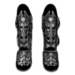 Black And White Odin With Wolfs Print Muay Thai Shin Guard