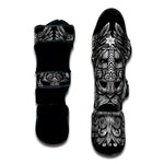 Black And White Odin With Wolfs Print Muay Thai Shin Guard