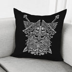 Black And White Odin With Wolfs Print Pillow Cover