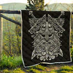 Black And White Odin With Wolfs Print Quilt