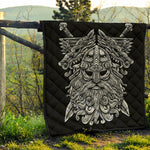 Black And White Odin With Wolfs Print Quilt