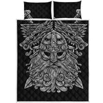 Black And White Odin With Wolfs Print Quilt Bed Set