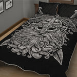 Black And White Odin With Wolfs Print Quilt Bed Set