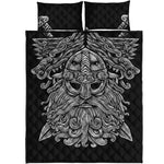 Black And White Odin With Wolfs Print Quilt Bed Set