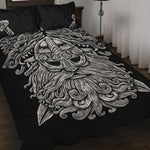 Black And White Odin With Wolfs Print Quilt Bed Set