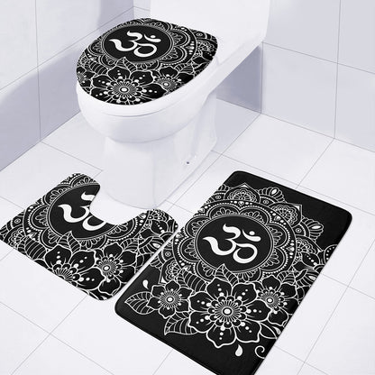 Black And White Om Print 3 Piece Bath Mat Set