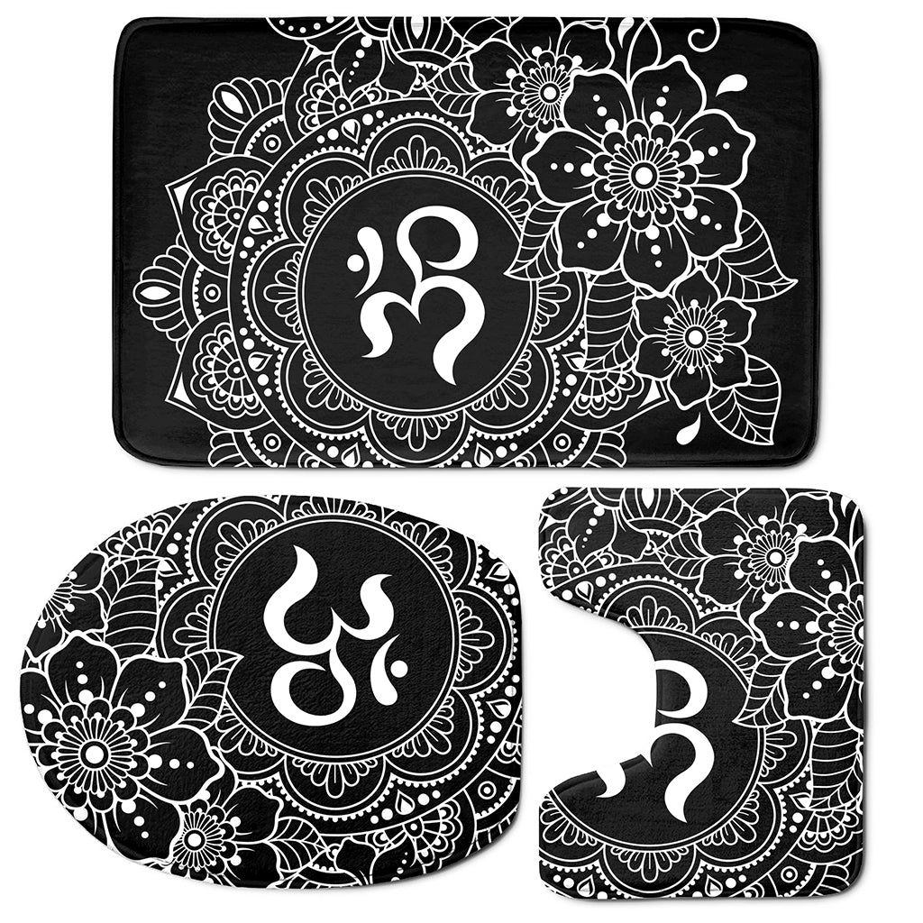 Black And White Om Print 3 Piece Bath Mat Set