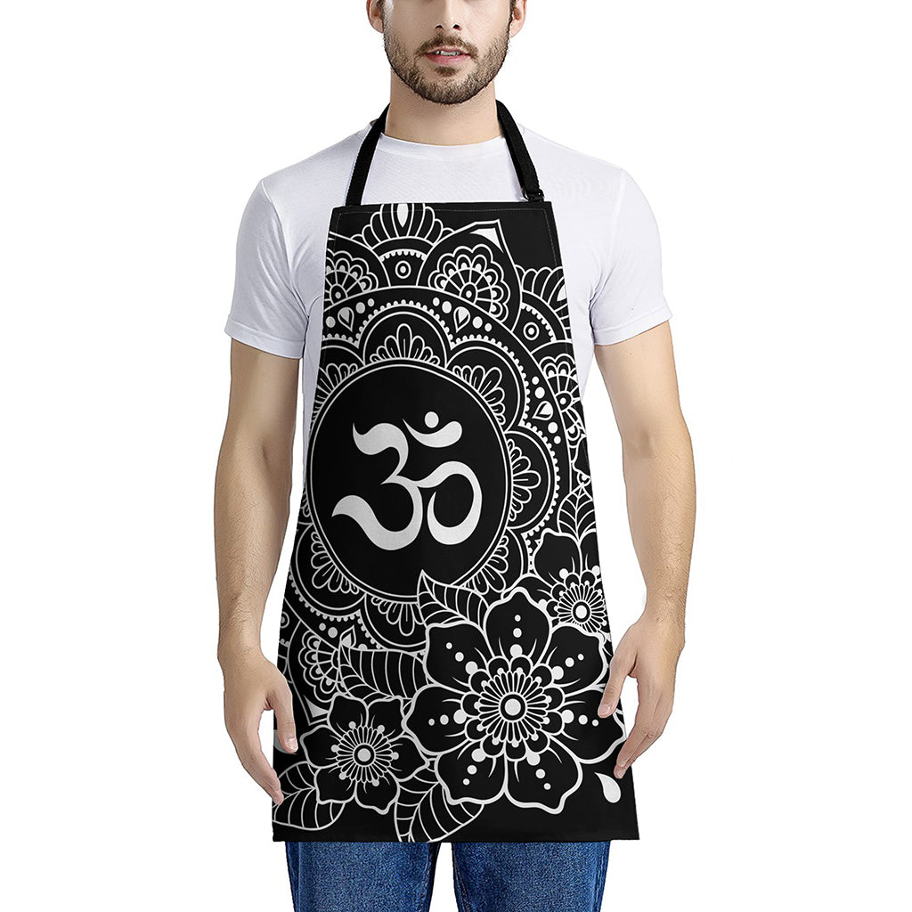 Black And White Om Print Apron