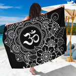 Black And White Om Print Beach Sarong Wrap