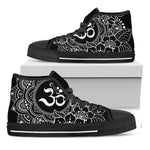 Black And White Om Print Black High Top Shoes