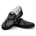 Black And White Om Print Black Slip On Sneakers