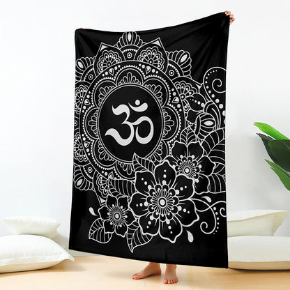 Black And White Om Print Blanket