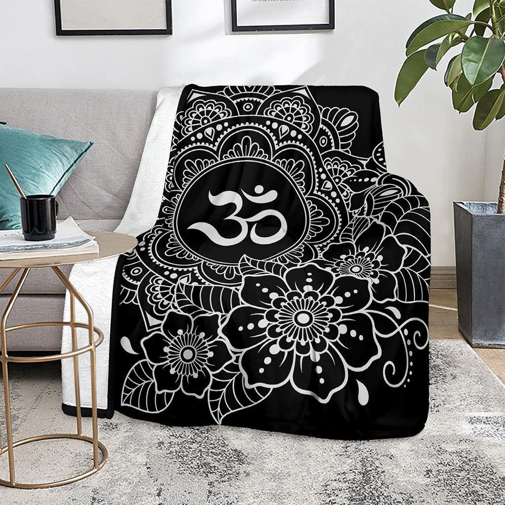 Black And White Om Print Blanket
