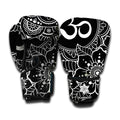 Black And White Om Print Boxing Gloves