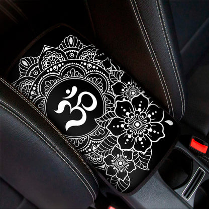 Black And White Om Print Car Center Console Cover