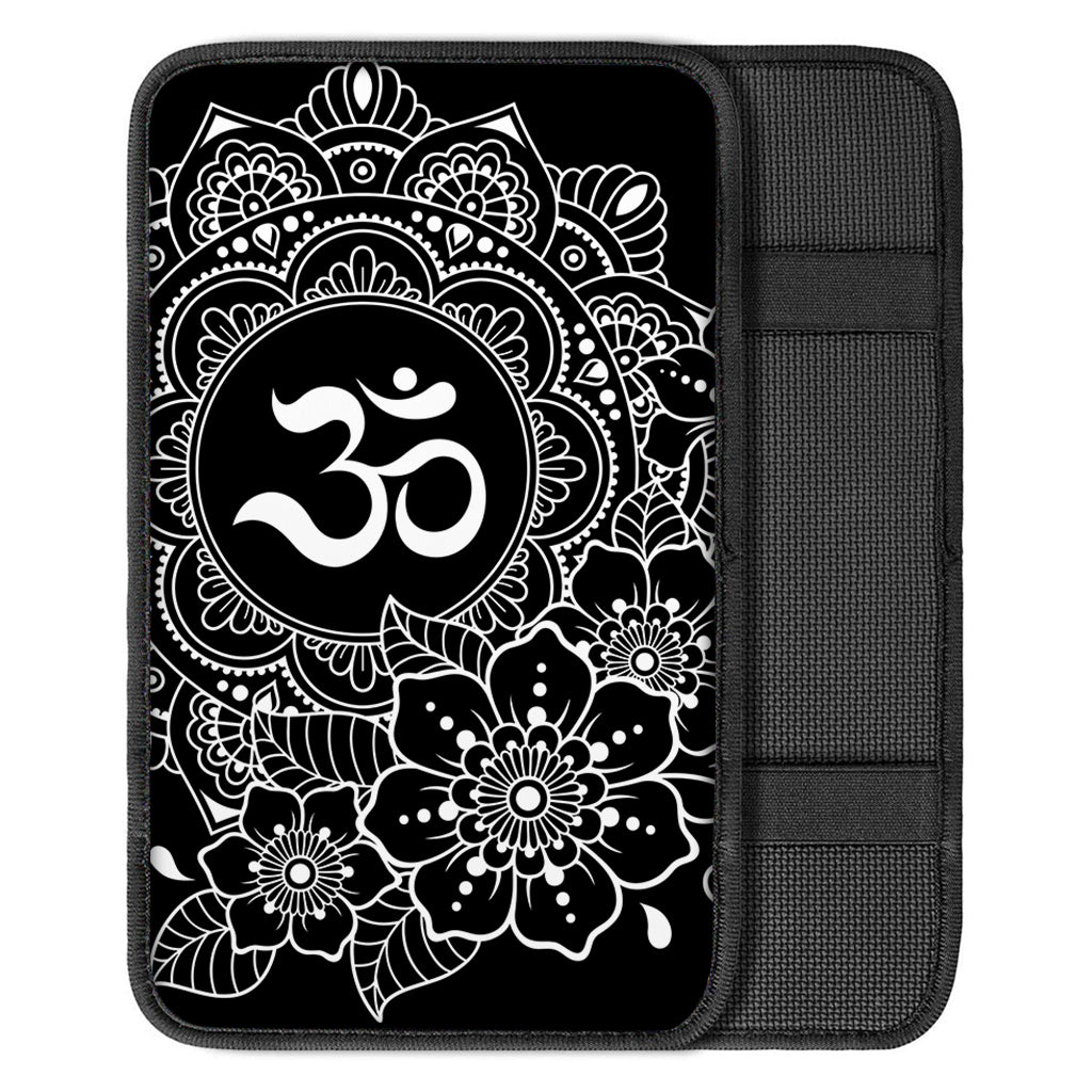 Black And White Om Print Car Center Console Cover
