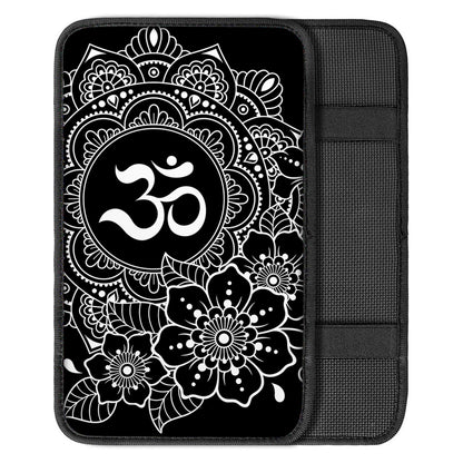 Black And White Om Print Car Center Console Cover