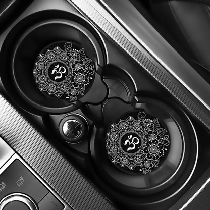 Black And White Om Print Car Coasters