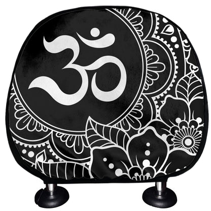 Black And White Om Print Car Headrest Covers