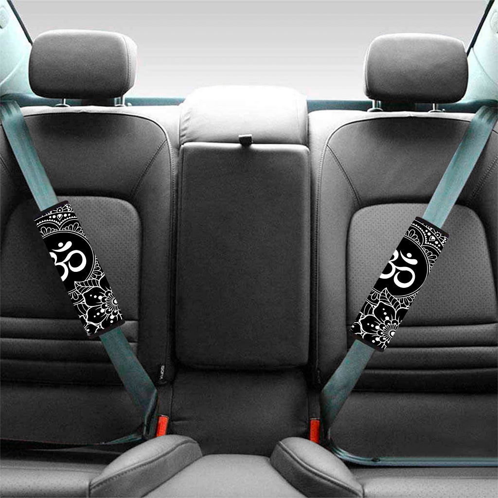 Black And White Om Print Car Seat Belt Covers