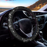 Black And White Om Print Car Steering Wheel Cover