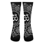 Black And White Om Print Crew Socks