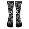 Black And White Om Print Crew Socks