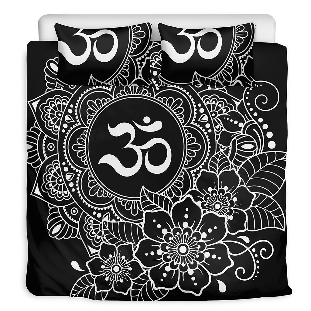 Black And White Om Print Duvet Cover Bedding Set