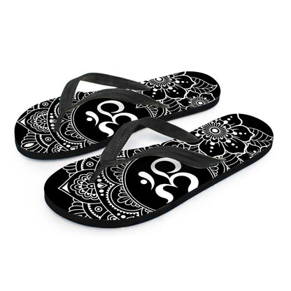 Black And White Om Print Flip Flops