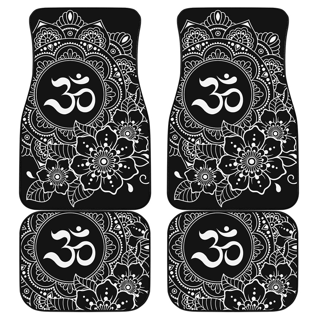 Black And White Om Print Front and Back Car Floor Mats