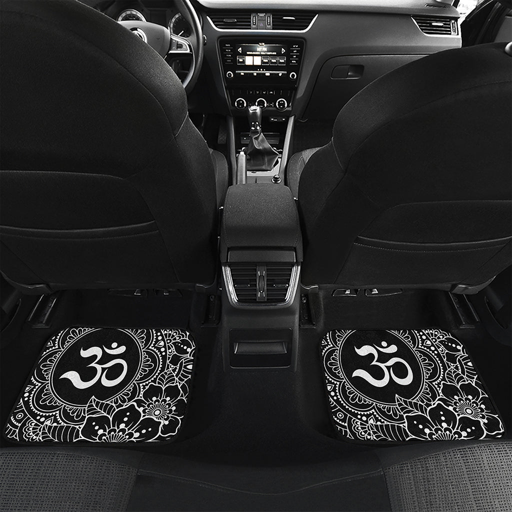 Black And White Om Print Front and Back Car Floor Mats