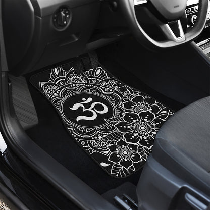 Black And White Om Print Front and Back Car Floor Mats
